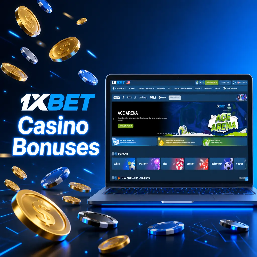 1xBet Casino bonuses: midweek deposit match, weekly cashback, Book of Dead free spins, and Friday slots lottery.