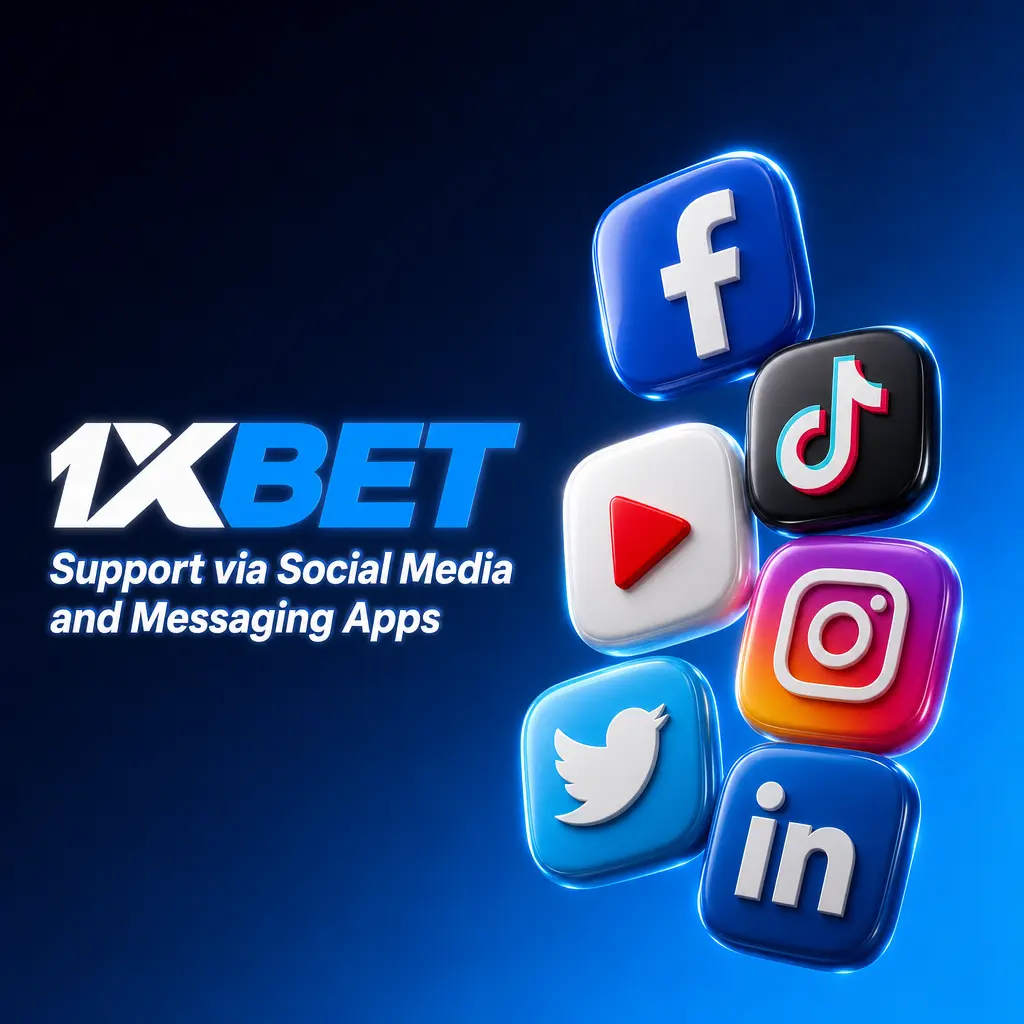 1xBet customer support contact options via Facebook, Instagram, and Telegram for general queries and platform updates