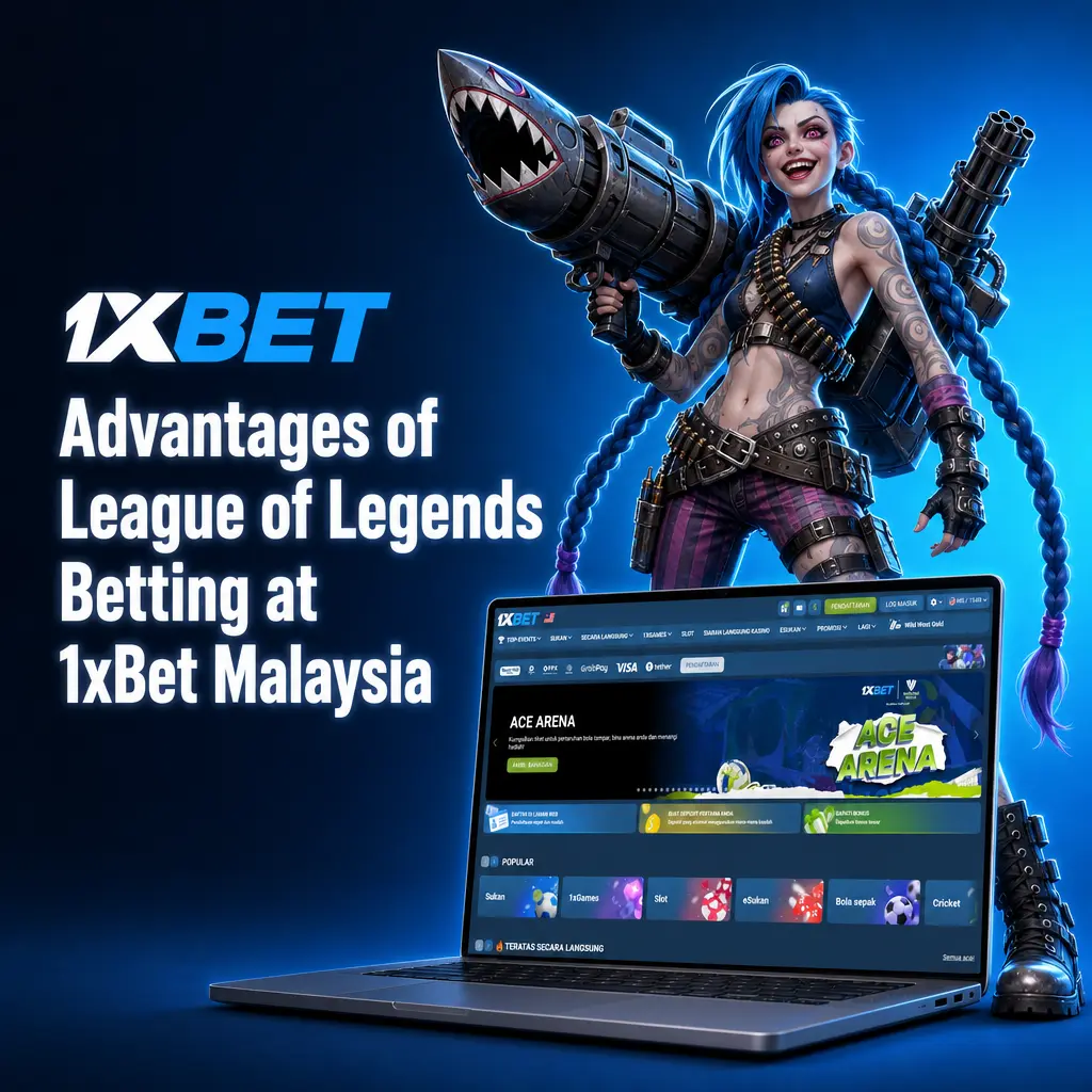 Advantages of League of Legends betting at 1xBet Malaysia, including bonuses, local payments, and live odds