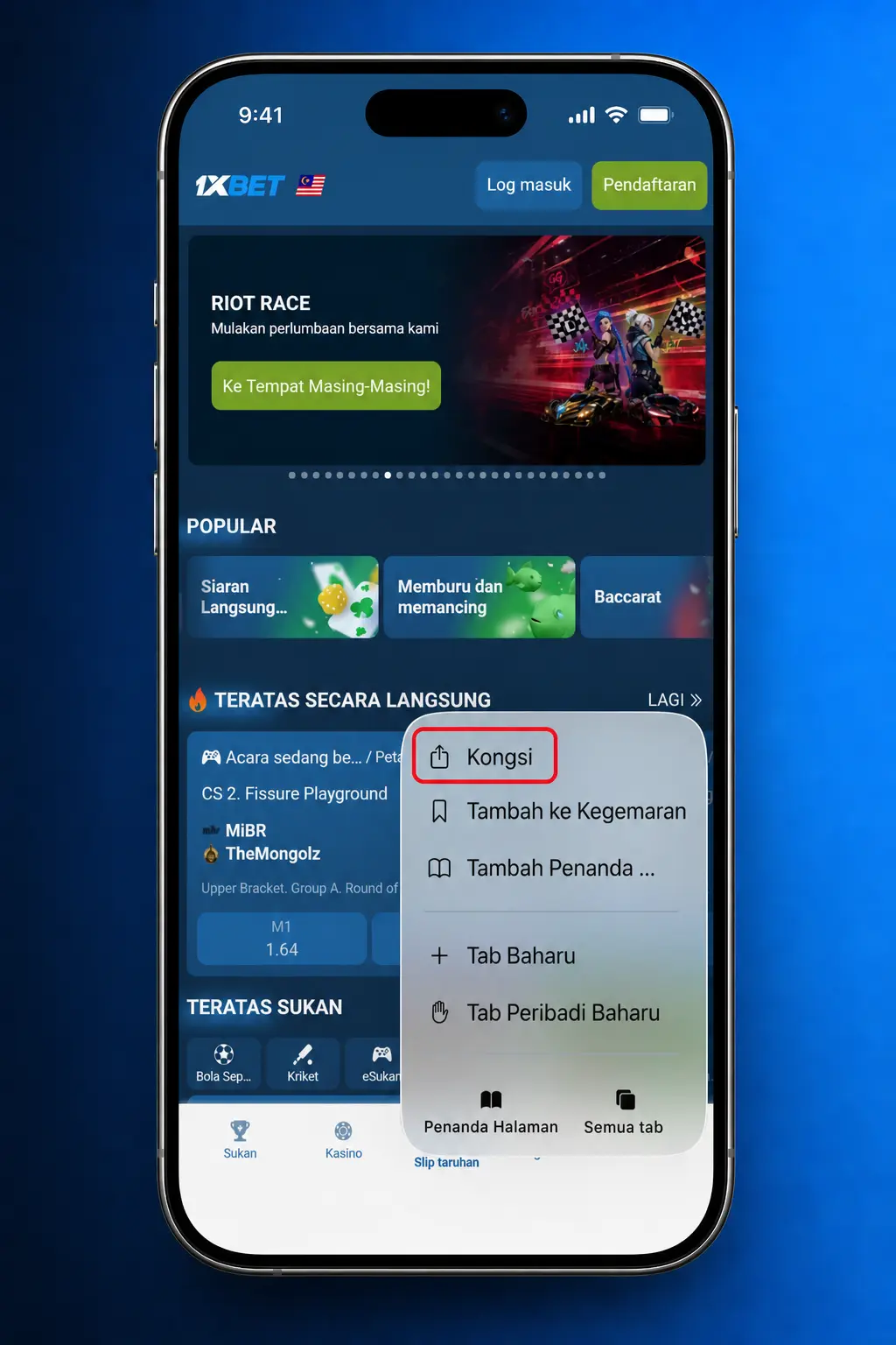 Step-by-step guide to install the 1xBet PWA app on iOS via Safari and Add to Home Screen