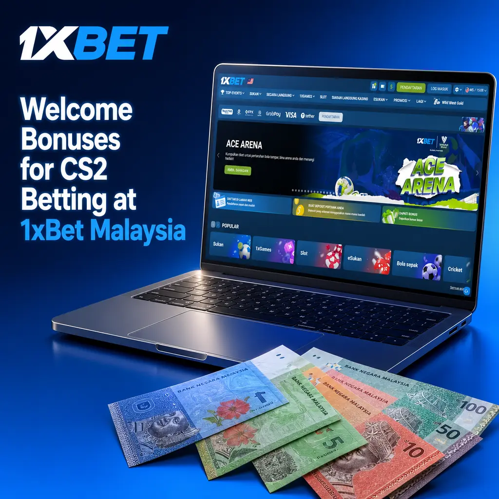 1xBet Malaysia CS2 betting welcome bonuses: 100% sports bonus up to 588 MYR and 750% casino bonus up to 7700 MYR plus free spins