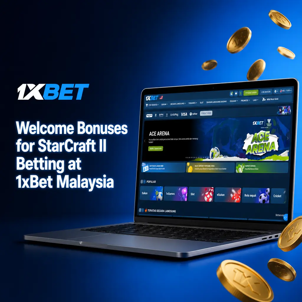 1xBet Malaysia welcome bonuses for StarCraft 2 betting: 100% sports bonus up to 588 MYR and 750% casino bonus with free spins.
